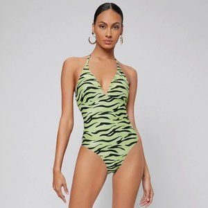 Zebra Striped Swimsuit-MOTF
